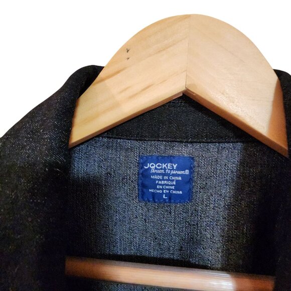 Jockey Womens Denim Blazer Jean Jacket With Button Front & Pockets Large - Picture 3 of 3